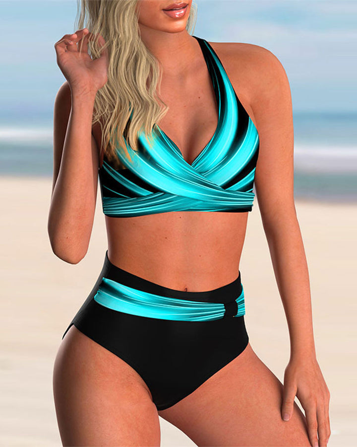 Liliana – Conjunto de Bikini com Decote Cruzado e Estampado