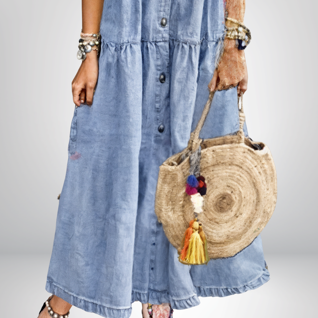 Ruby | Vestido de Denim Macio com Botões