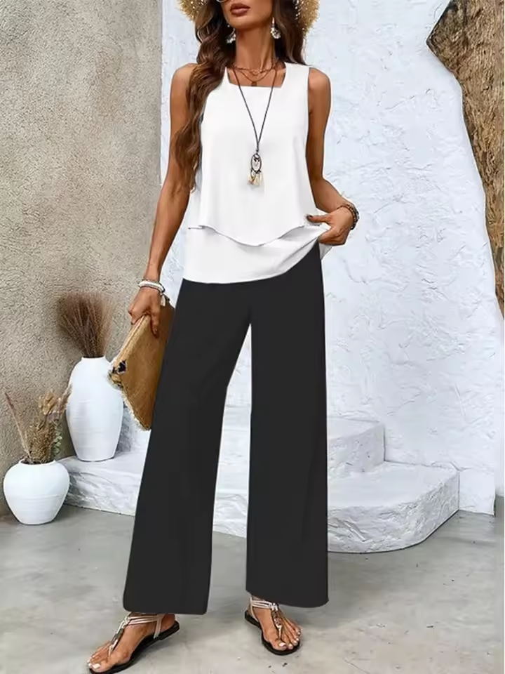 Veda - Conjunto de duas peças com top e calças combinadas
