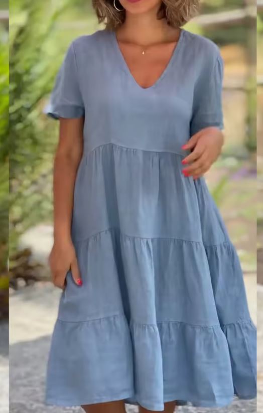 Lennon - Vestido informal de linho e algodão para mulher