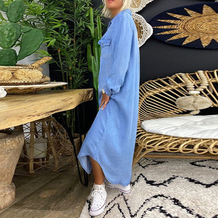 Sandra | Vestido Maxí de Manga Longa em Denim