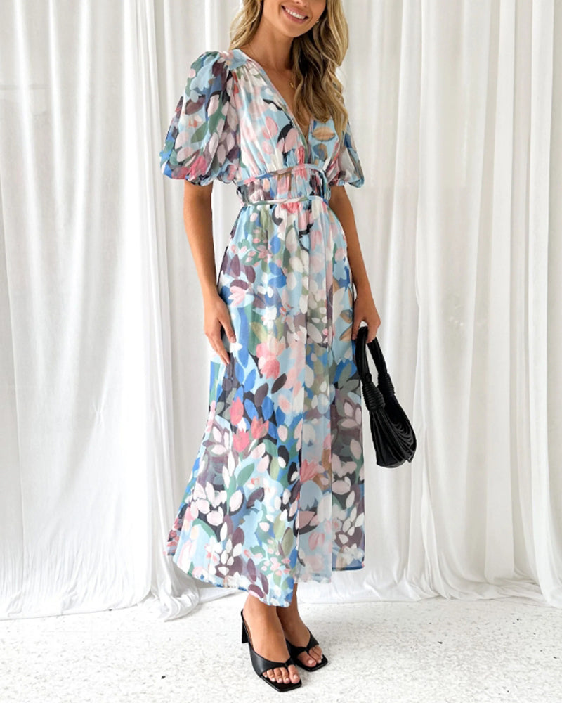 Kim | Vestido elegante com estampa floral