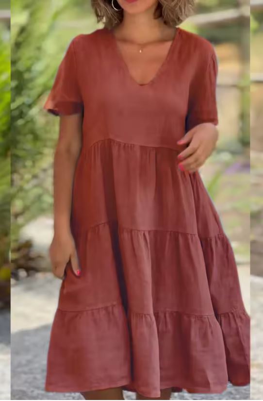 Lennon - Vestido informal de linho e algodão para mulher
