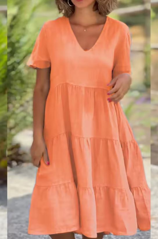 Lennon - Vestido informal de linho e algodão para mulher
