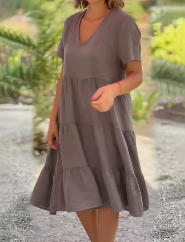Lennon - Vestido informal de linho e algodão para mulher
