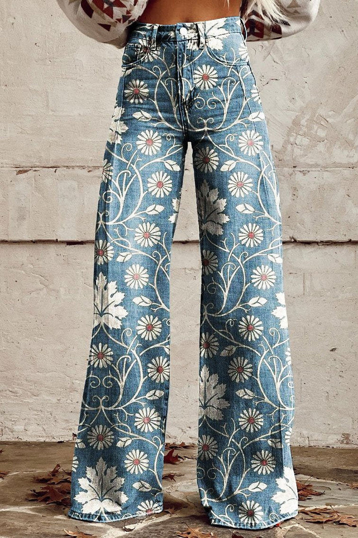Margherita | Calças Boho Elegantes com Padrão Floral