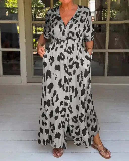 Aurora | Vestido longo de leopardo