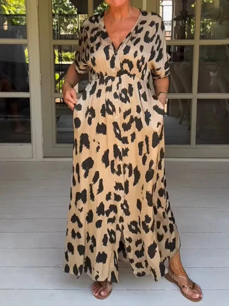 Aurora | Vestido longo de leopardo