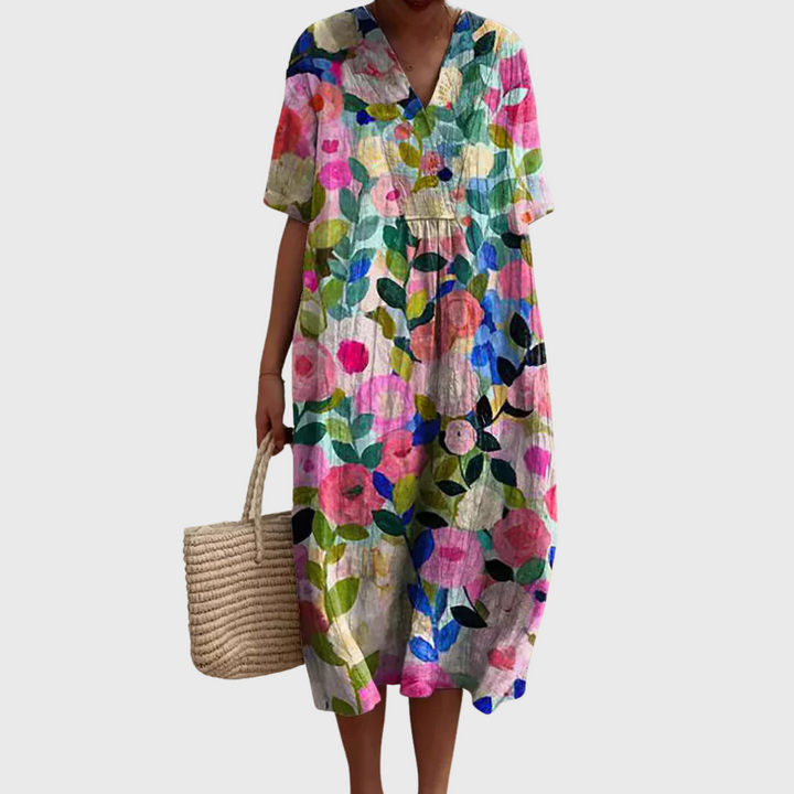 Felicia | Vestido Fluído com Estampado Floral