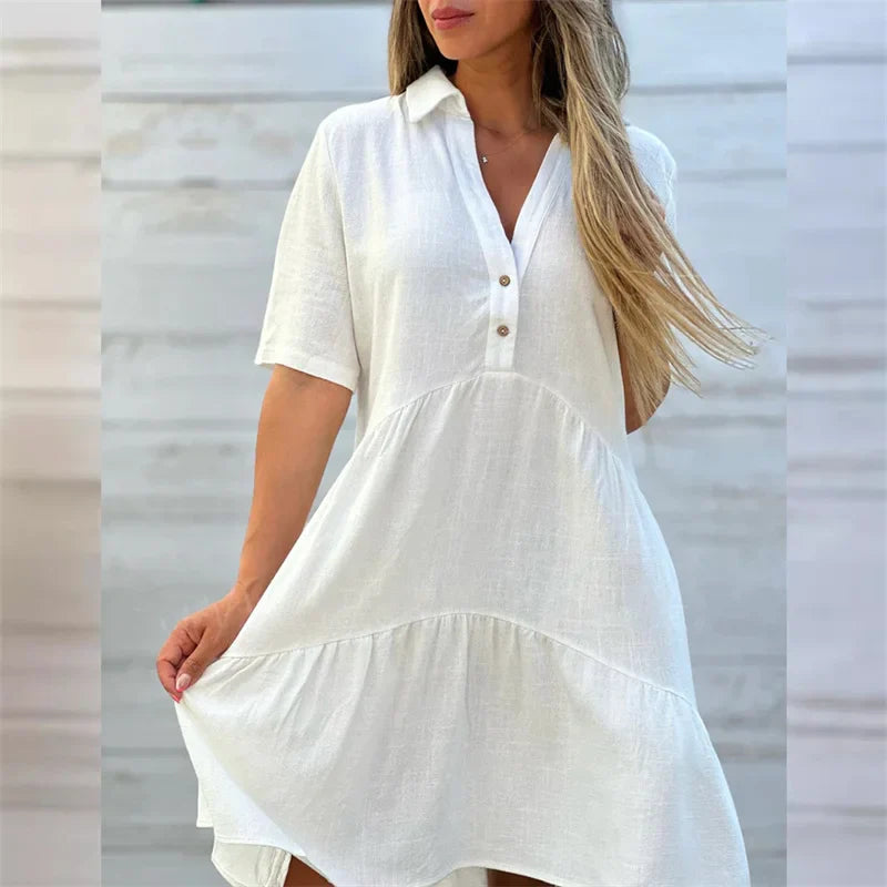 Sofia | Vestido de verão leve com botões e corte evasê