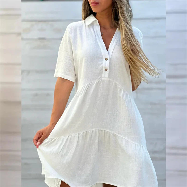 Sofia | Vestido de verão leve com botões e corte evasê
