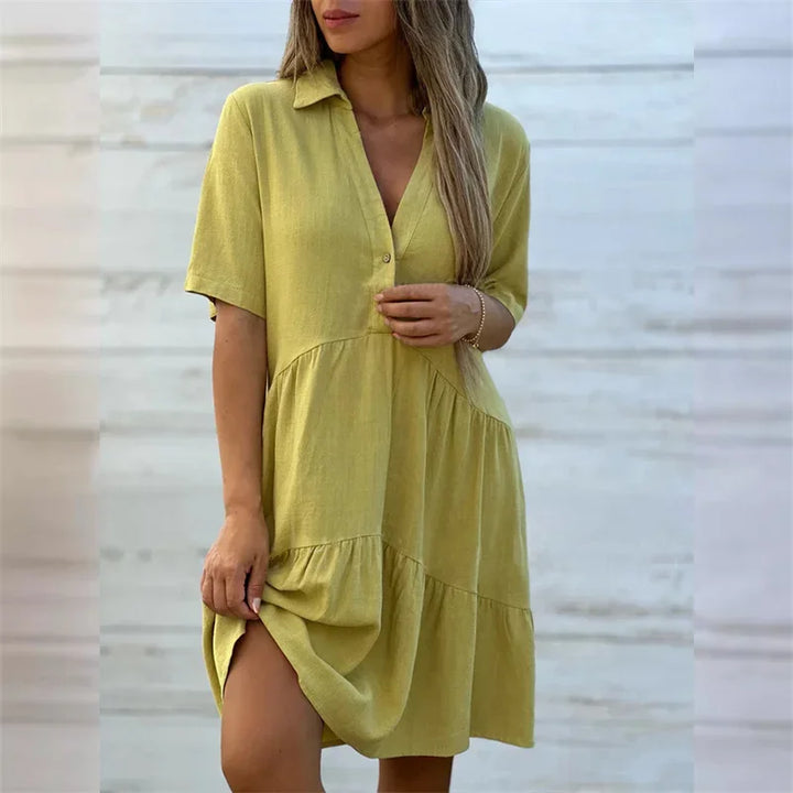 Sofia | Vestido de verão leve com botões e corte evasê