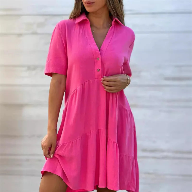 Sofia | Vestido de verão leve com botões e corte evasê