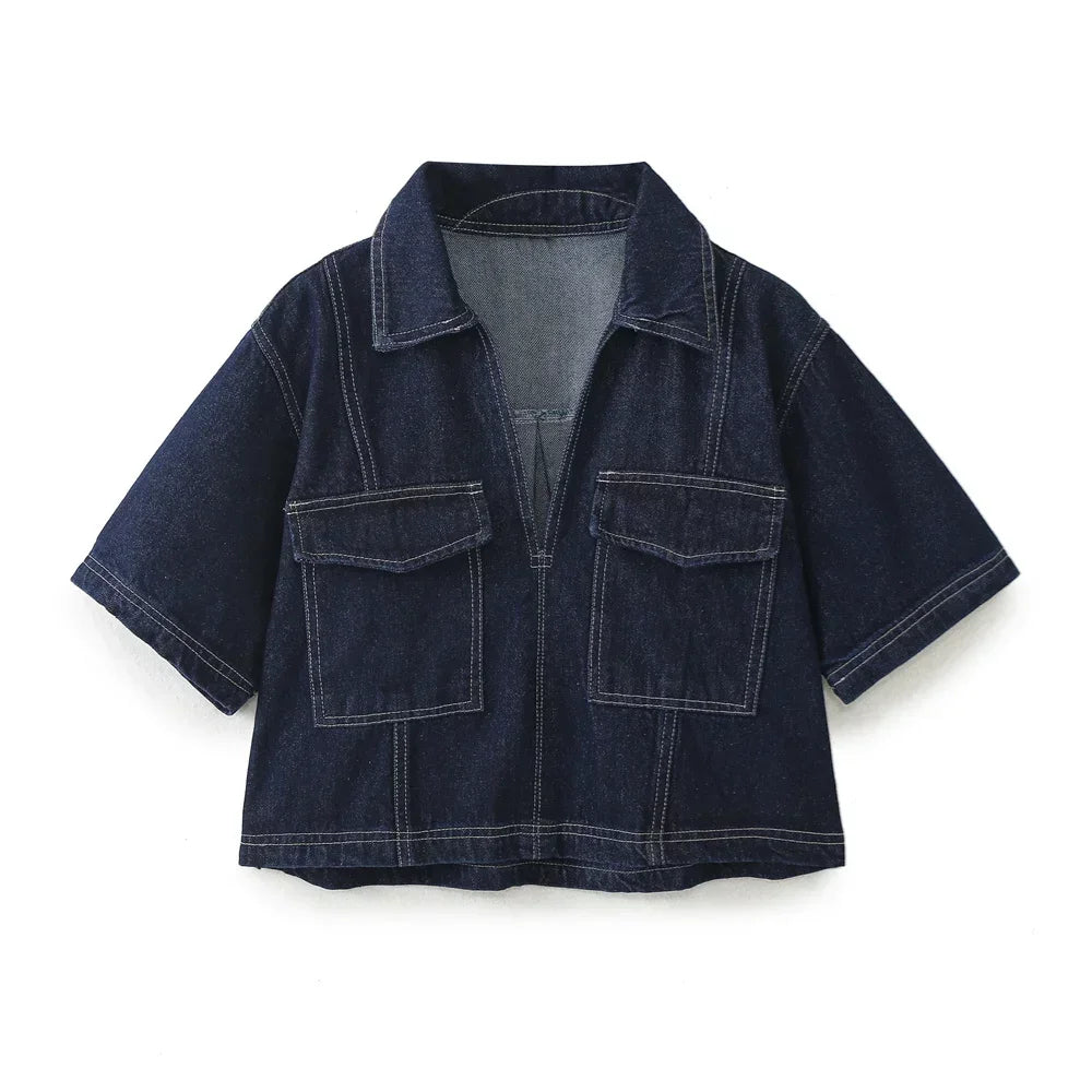 Laura | Conjunto de Denim com Decote em V