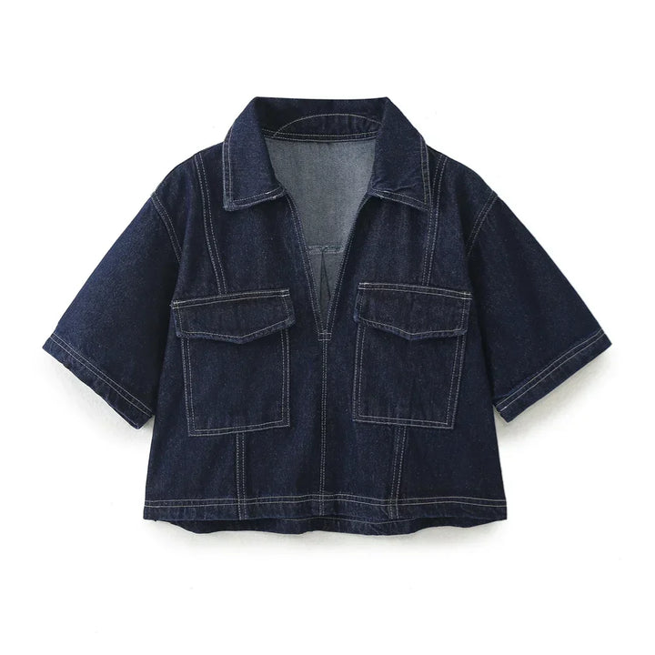 Laura | Conjunto de Denim com Decote em V