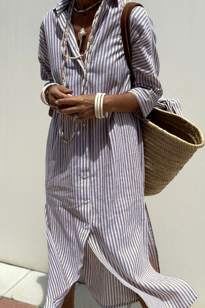 Sophia | Camisa Vestido com Riscas Intemporais e Conforto Elegante