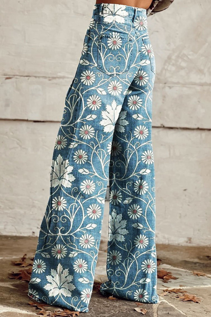 Margherita | Calças Boho Elegantes com Padrão Floral