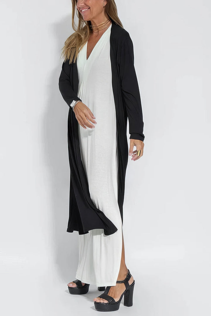 Nyla - Vestido largo elegante + cárdigan a condizer de brinde