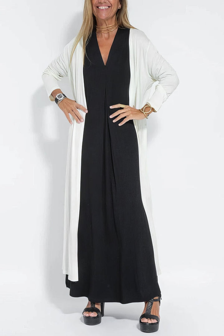 Nyla - Vestido largo elegante + cárdigan a condizer de brinde