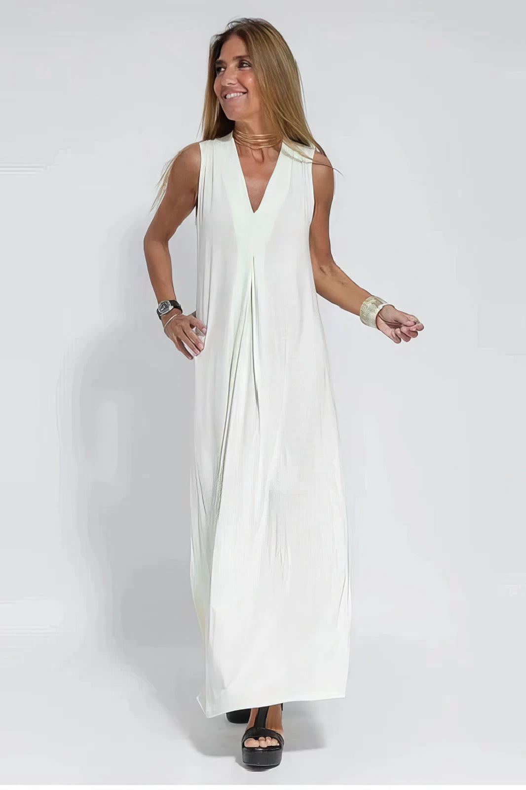 Nyla - Vestido largo elegante + cárdigan a condizer de brinde